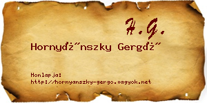 Hornyánszky Gergő névjegykártya